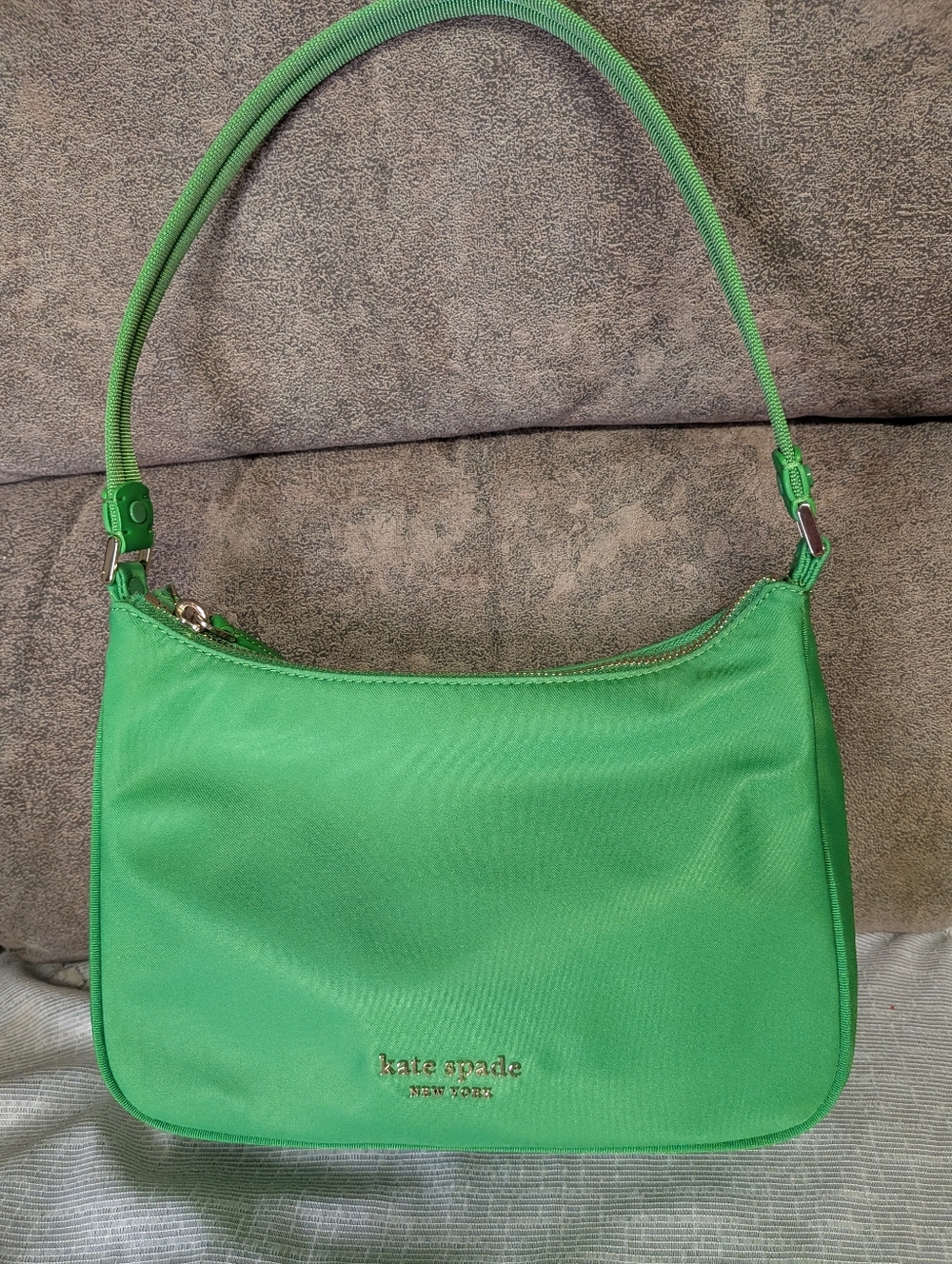 Kate Spade Chelsea Medium Satchel Iconic Green Nylon Crossbody EUC